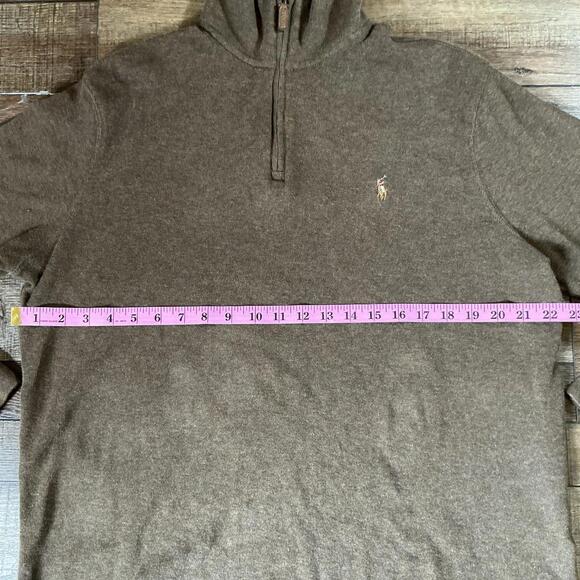 Size L - Polo Ralph Lauren Estate Rib 1/4 Zip Pullover Sweater Brown Mens #49609 - Picture 2 of 11